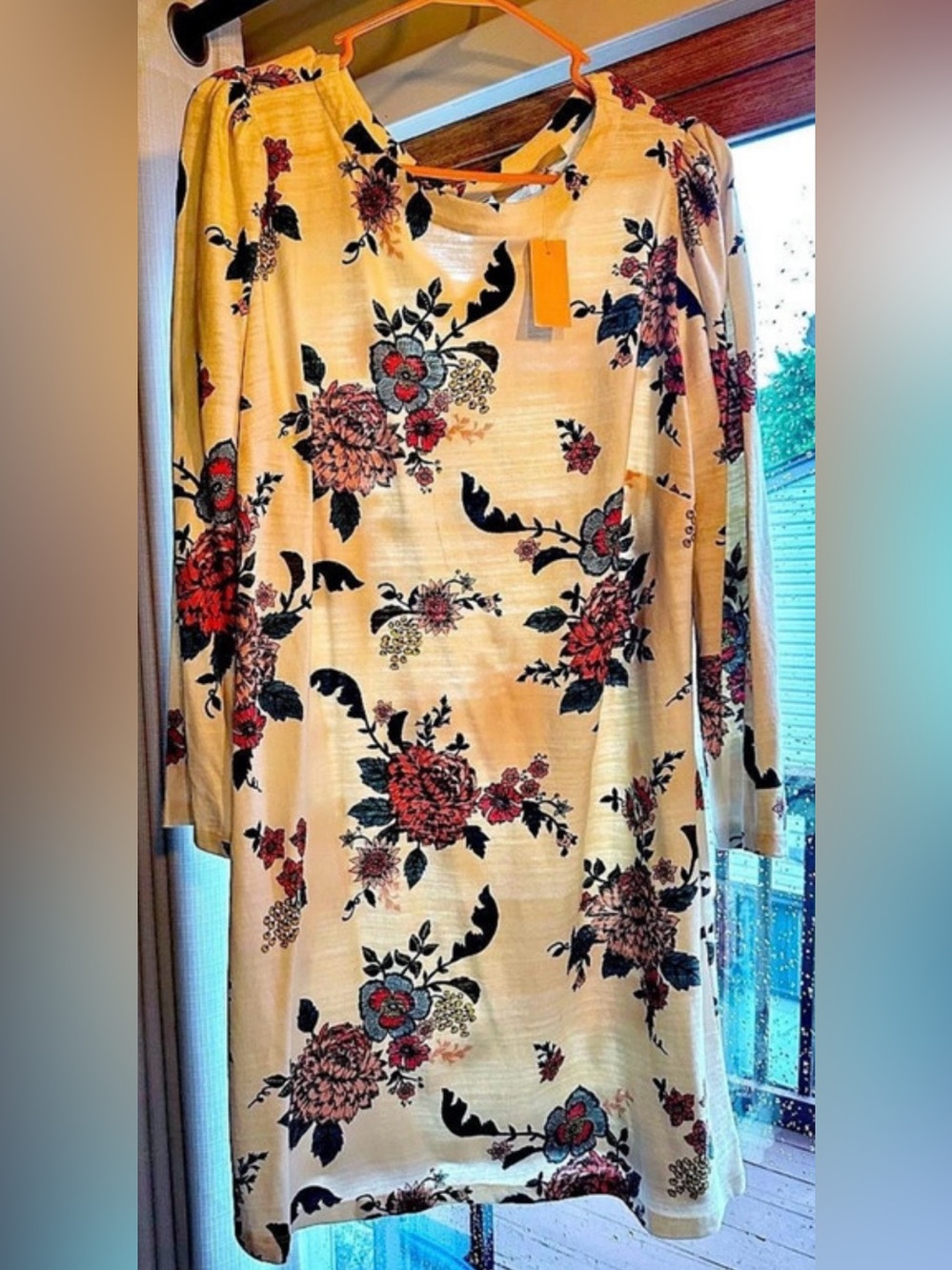NWT LOFT Cream Floral Long Sleeve Shift Dress 18